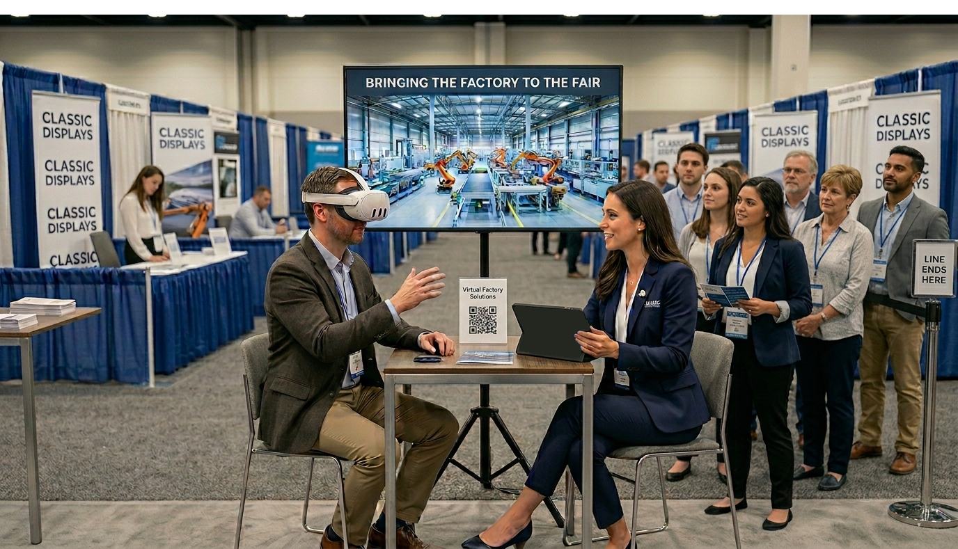 Mixed reality — eye contact preserved between salesperson and client